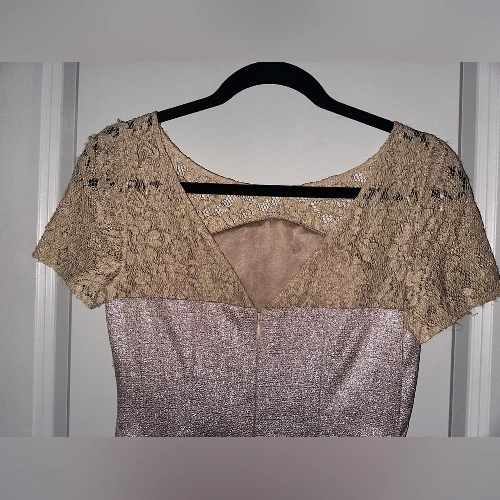 KAY UNGER MET JACQUARD COCKTAIL LACE EMBELLISHED DRESS // SIZE 2 - Picture 9 of 11